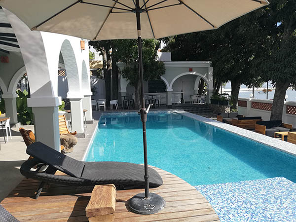 Swimming pool at a restored mansion hotel