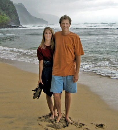 Jen and her husband on the island of Kauai