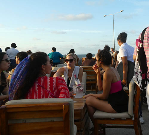 Beautiful women at Cafe del Mar, Cartagena, Colombia