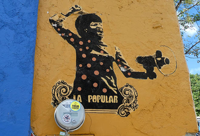 Logo outside of La Popular Restaurant, Oaxaca, Mexico