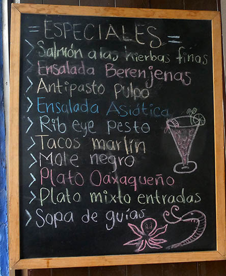 Another chalk board special menu, La Popular, Oaxaca, Mexico
