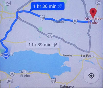 Our route from Lake Chapala to Atotonilco el Alto