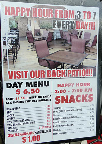 Happy Hour and Day Menu