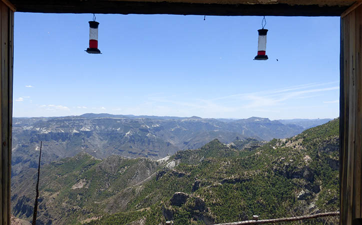 A beautiful view of the Copper Canyon from inside the bar,  Divisidero, Mexico, El Chepe train
