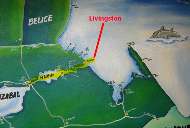 Livingston at the mouth of the R�o Dulce at the Gulf of Honduras/Caribbean Sea