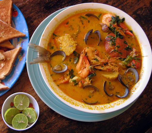 Topado, a famous Garifuna coconut seafood soup