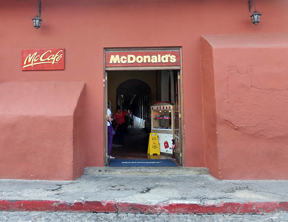 Understated entrance to McDonald's