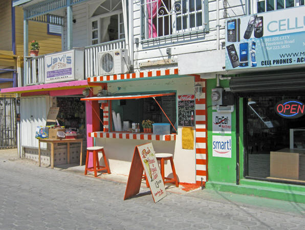 Pina's, a tiny restaurant across from our hotel. Belize