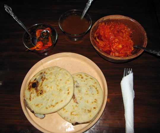 Pupusas and condiments
