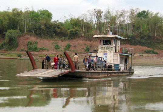 Our ferry crossing the Mekong River