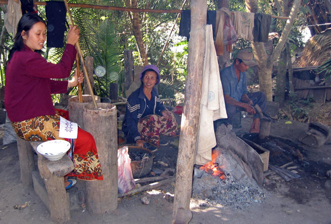 THE ENTIRE CREW making knives for sale in Luang Prabang, Laos