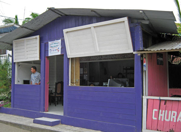 The local cyber cafe with Caribbean style colors
