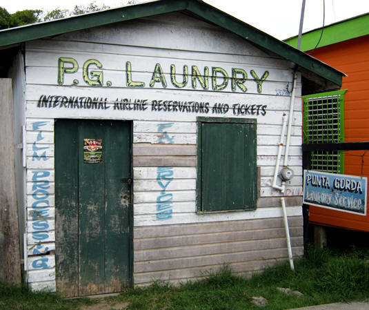One stop shopping. Get your travel tickets and laundry done at the same time. Punta Gorda, Belize
