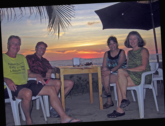 Enjoying a Zicatela sunset with our travel buddies