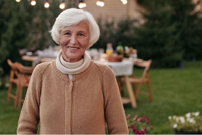 Woman smiling in garden